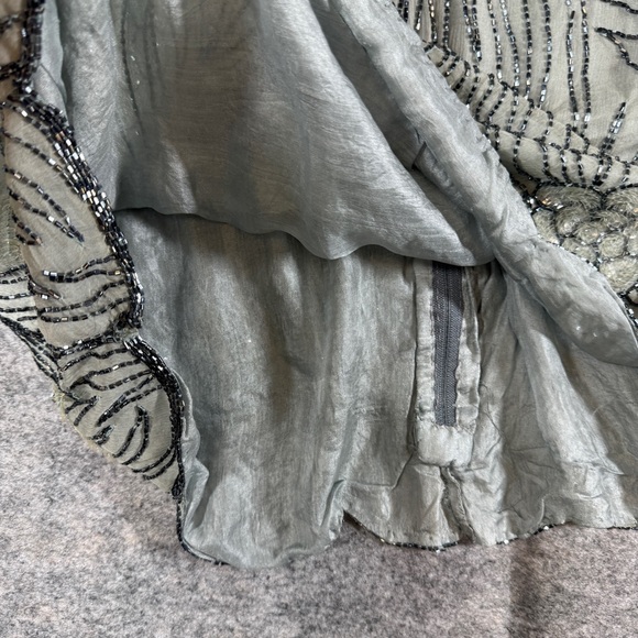 Vintage Pure Silk Beaded Floral Sheer Blouse Long Sleeve Art Ethereal Top - Picture 11 of 16